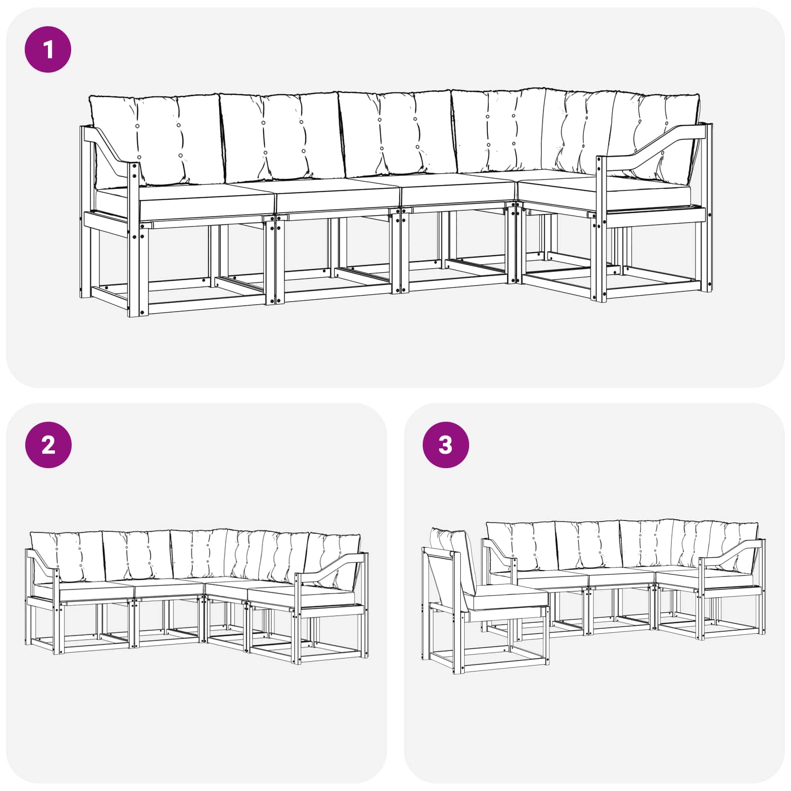 vidaXL Zestaw sof na zewnątrz z poduszką 5 pcs Biały i kremowy