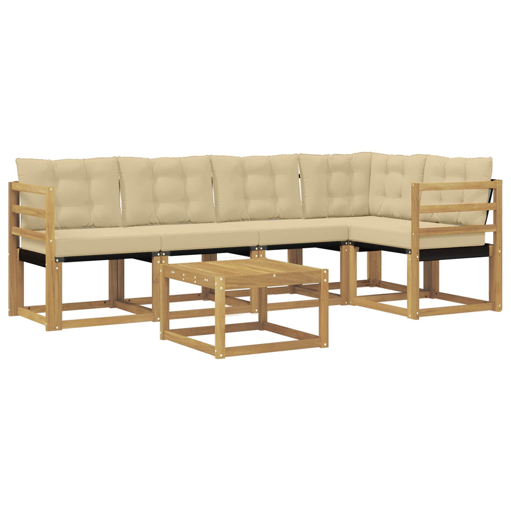 vidaXL Zestaw sof na zewnątrz z poduszką 6 pcs Biały i Beżowy