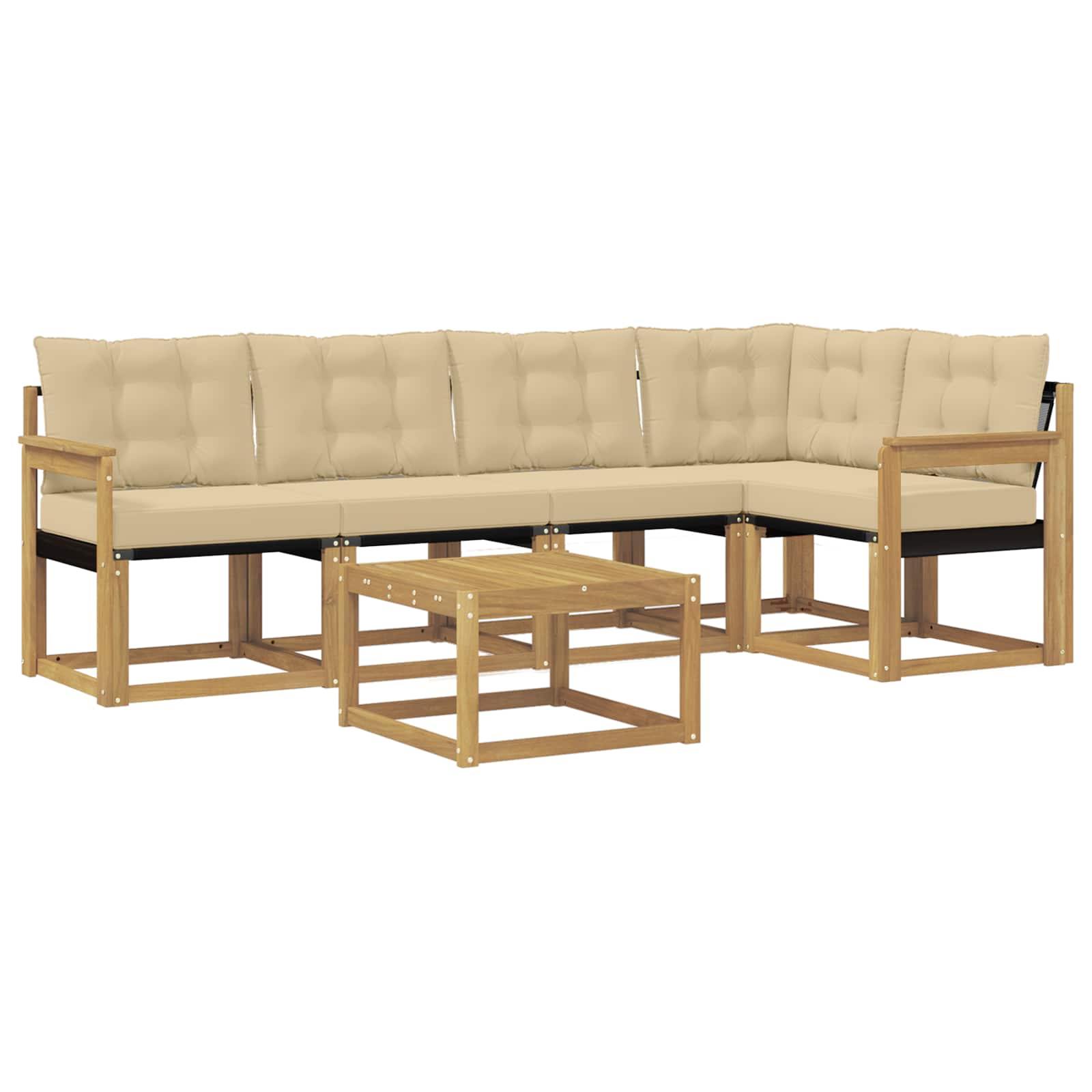 vidaXL Zestaw sof na zewnątrz z poduszką 6 pcs Biały i Beżowy
