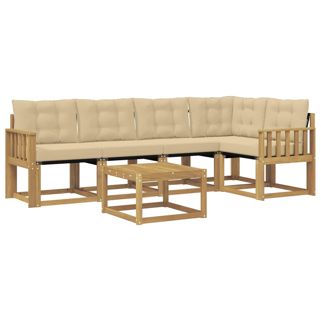 vidaXL Zestaw sof na zewnątrz z poduszką 6 pcs Biały i Beżowy