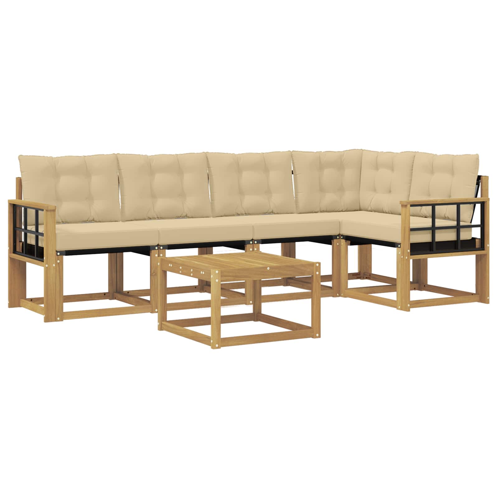 vidaXL Zestaw sof na zewnątrz z poduszką 6 pcs Biały i Beżowy