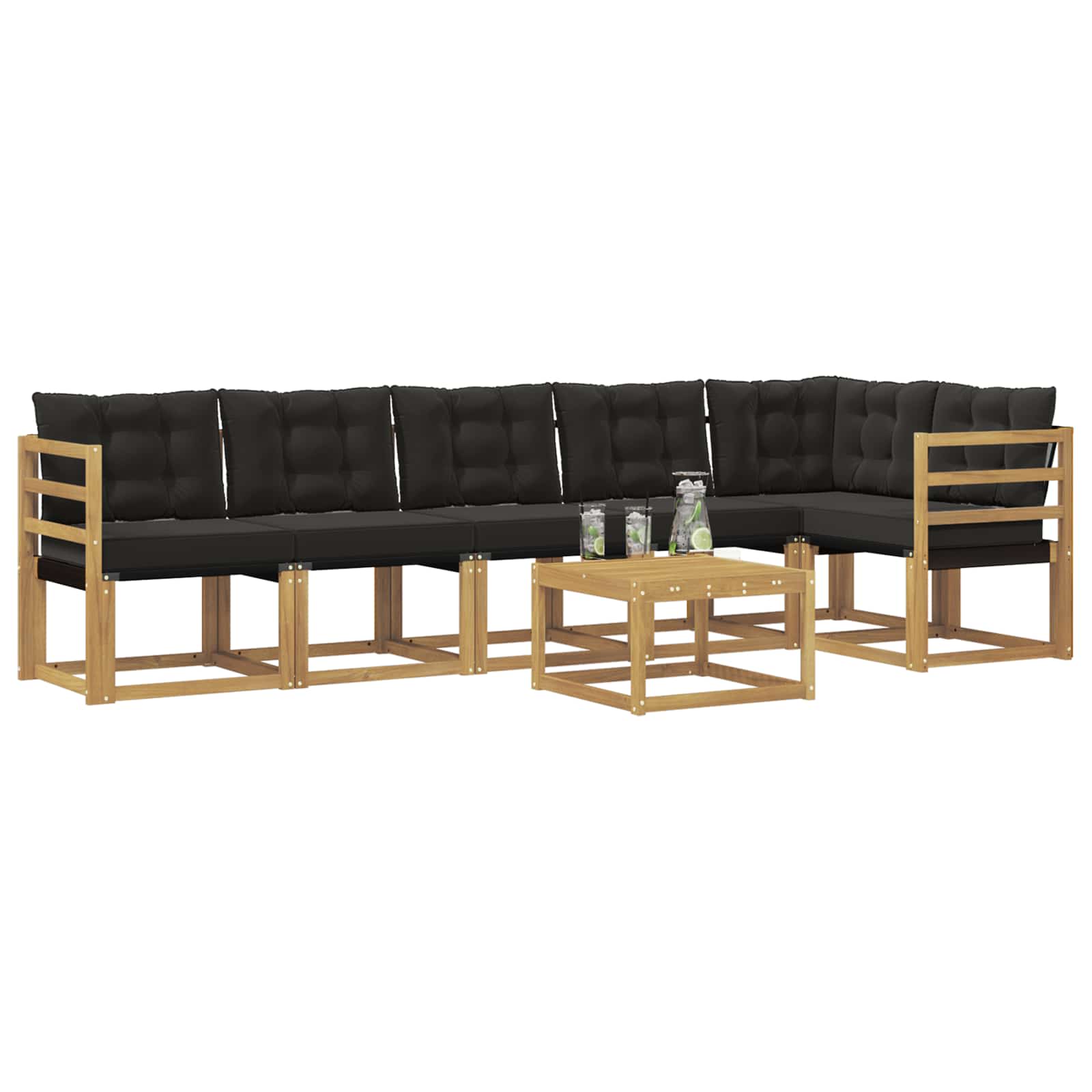vidaXL Zestaw sof na zewnątrz z poduszką 7 pcs biały i czarny