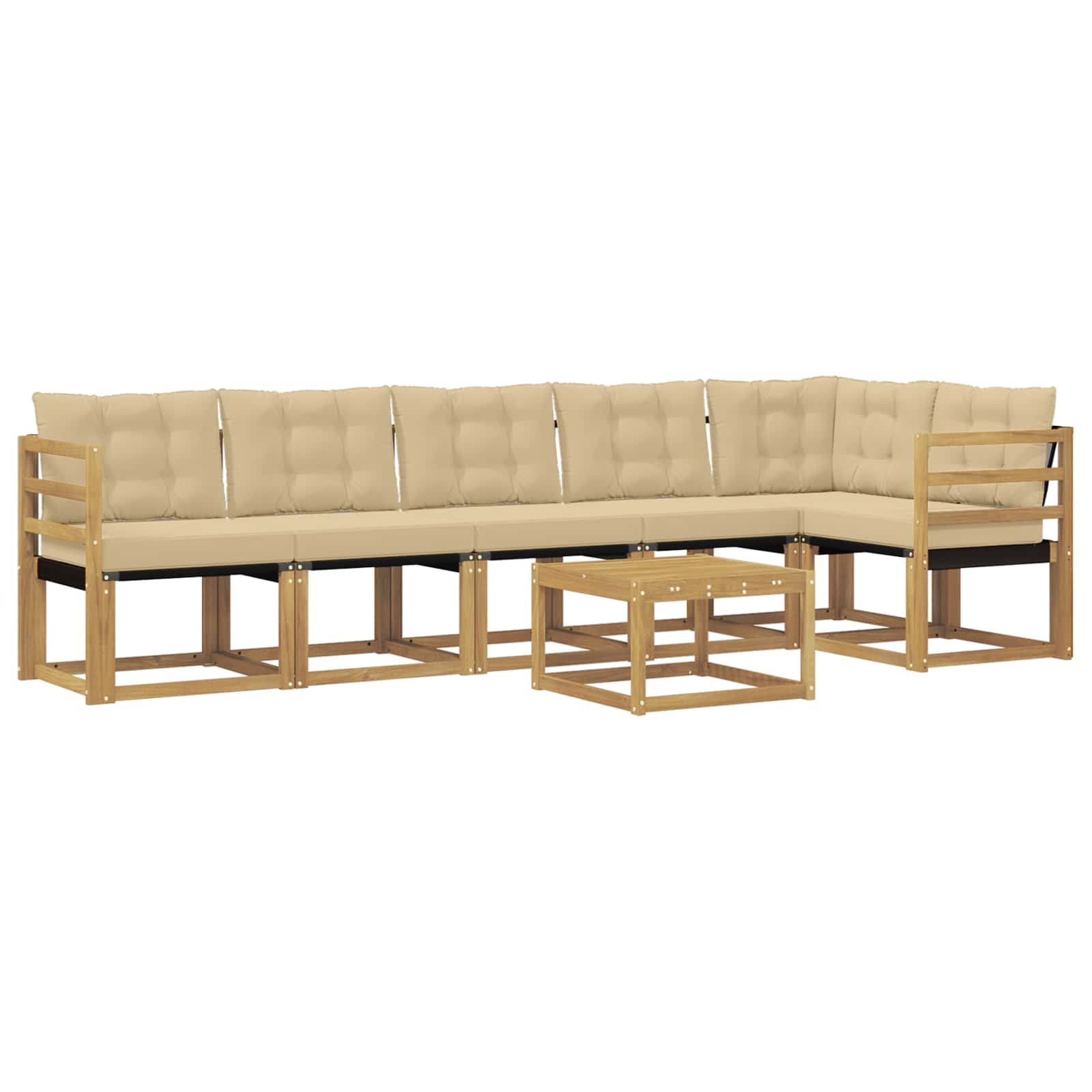 vidaXL Zestaw sof na zewnątrz z poduszką 7 pcs Biały i Beżowy