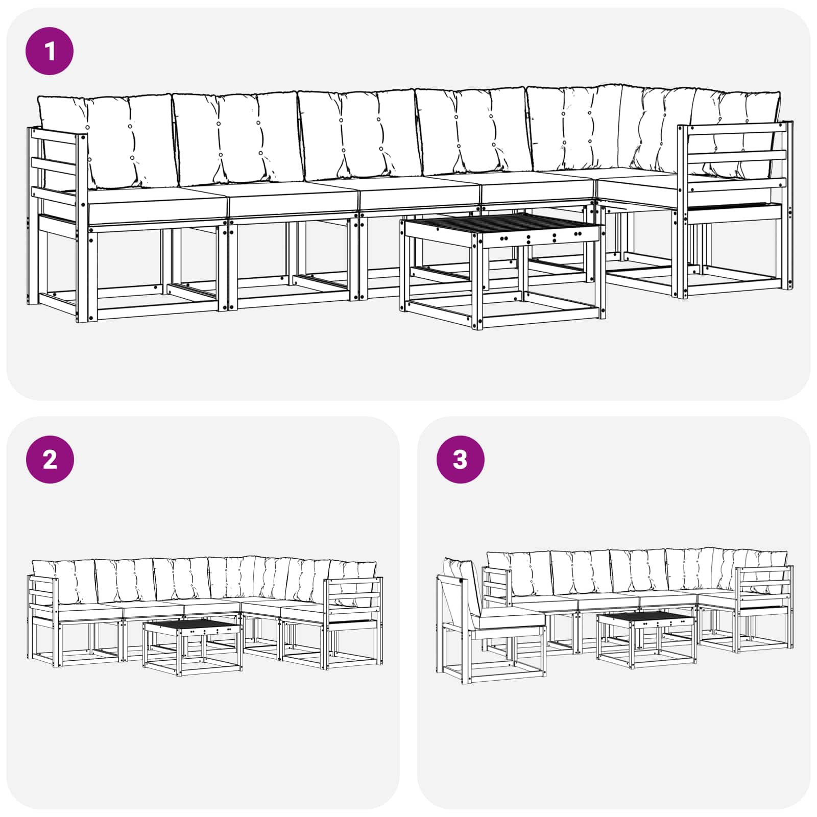 vidaXL Zestaw sof na zewnątrz z poduszką 7 pcs Biały i Beżowy