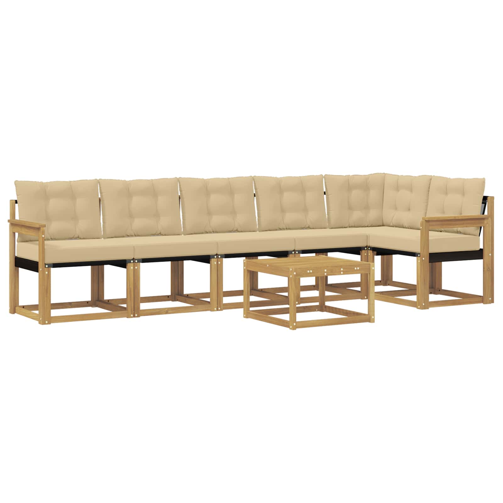 vidaXL Zestaw sof na zewnątrz z poduszką 7 pcs Biały i Beżowy