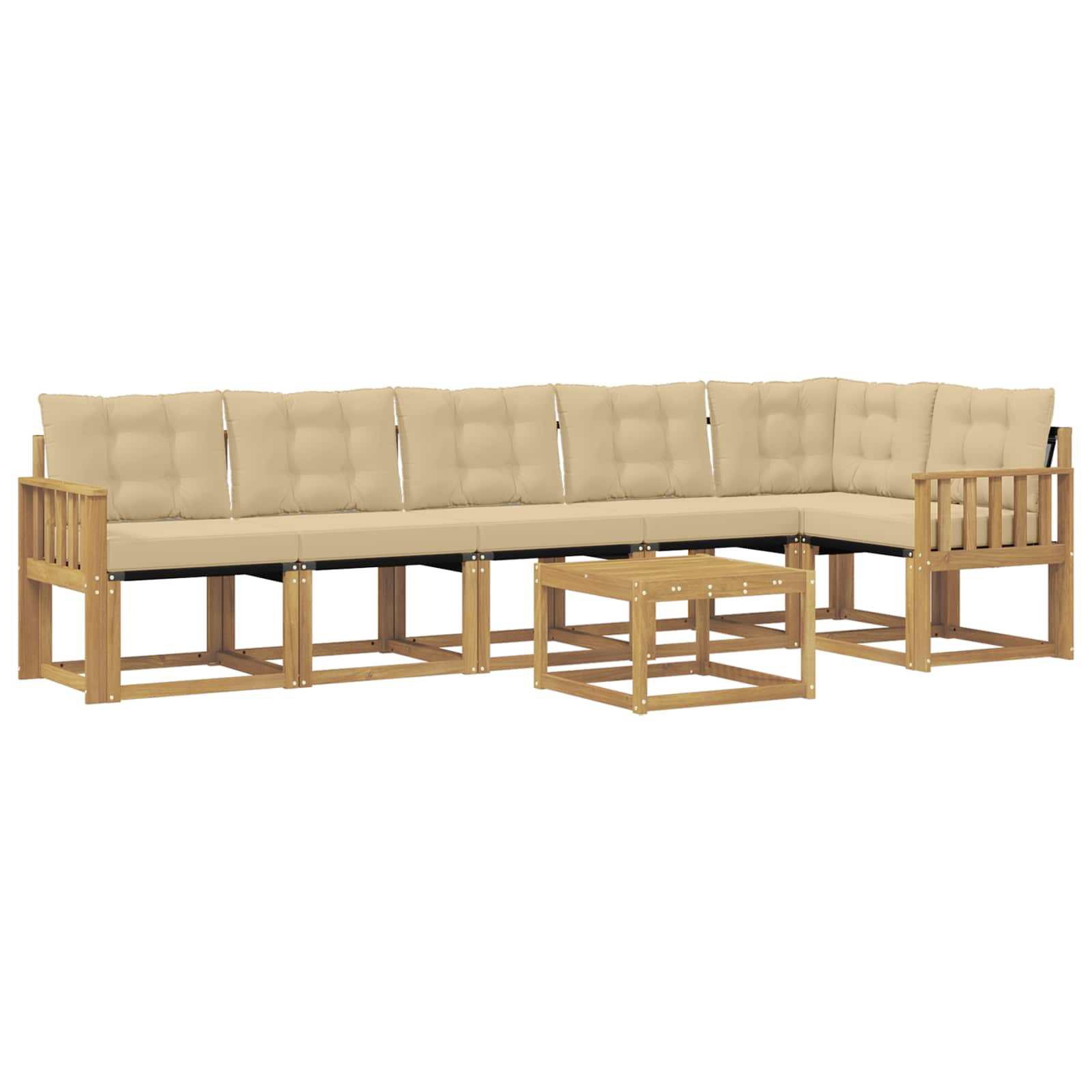 vidaXL Zestaw sof na zewnątrz z poduszką 7 pcs Biały i Beżowy
