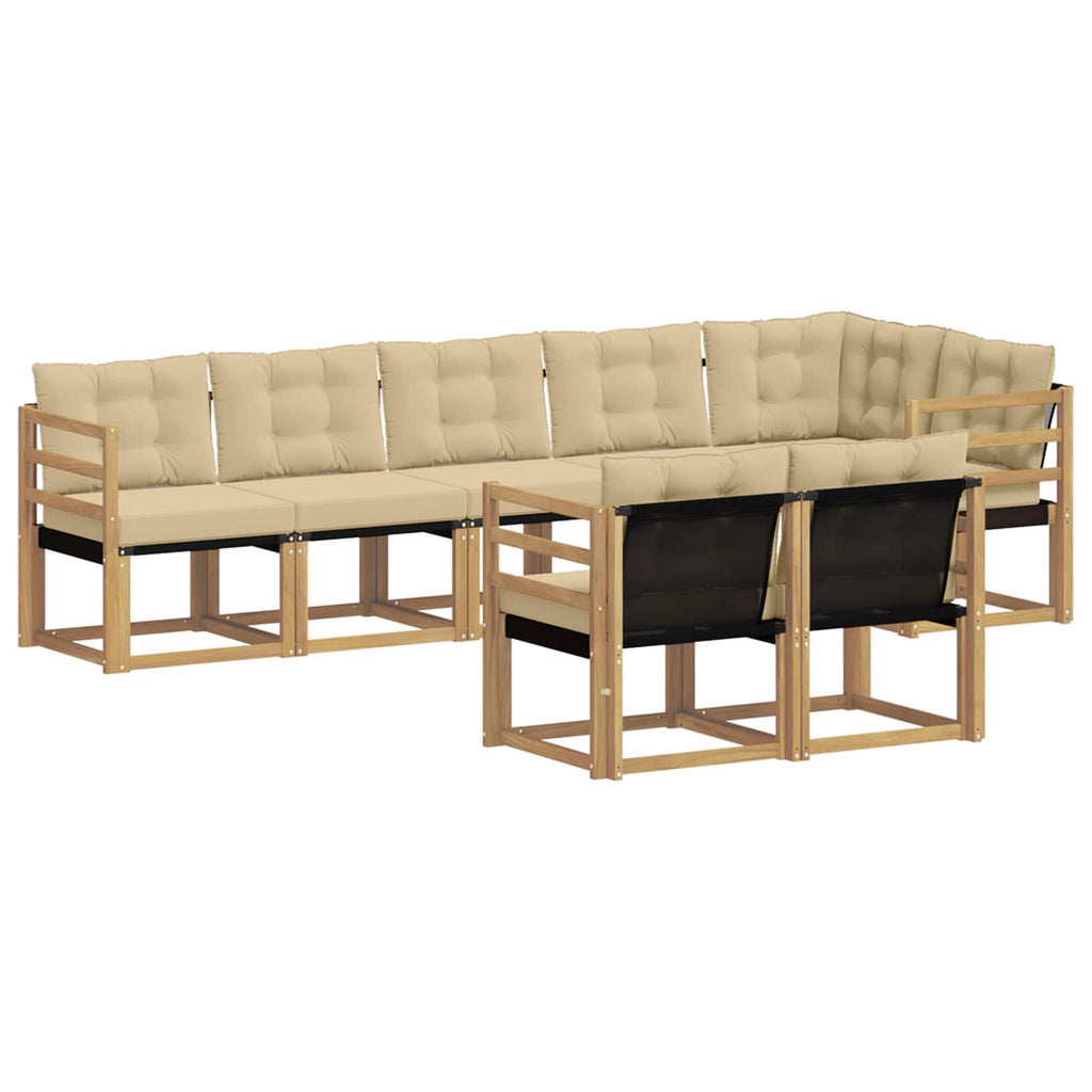 vidaXL Zestaw sof na zewnątrz z poduszką 8 pcs Biały i Beżowy