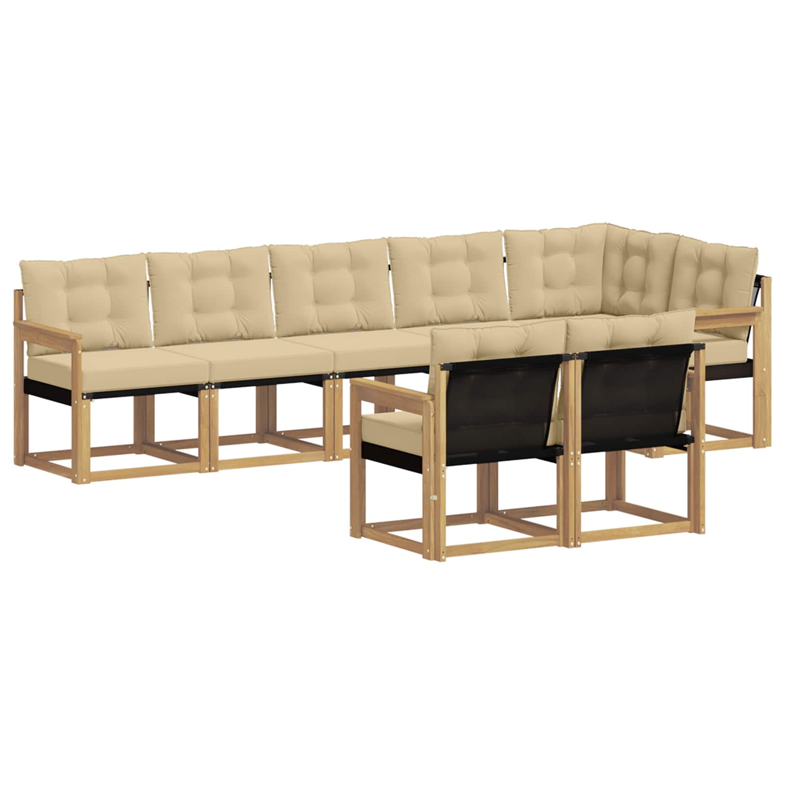 vidaXL Zestaw sof na zewnątrz z poduszką 8 pcs Biały i Beżowy