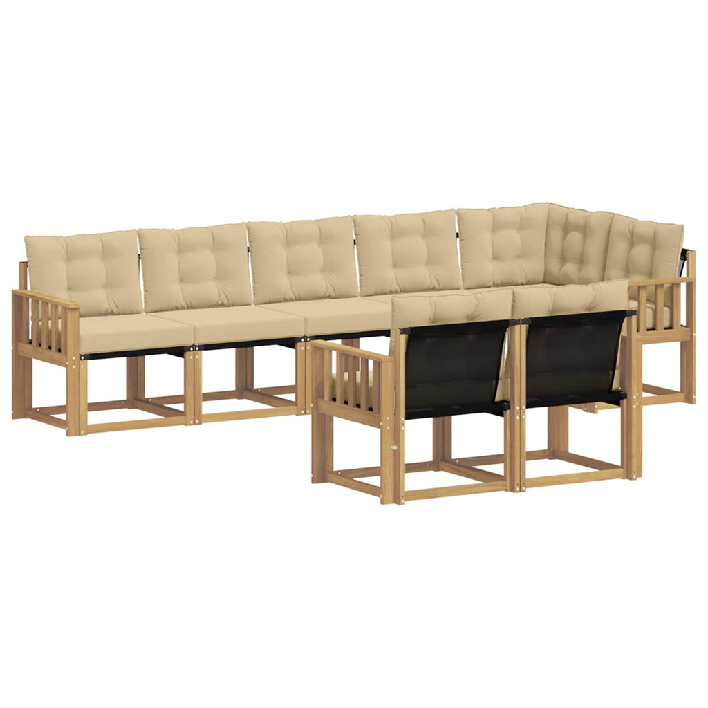 vidaXL Zestaw sof na zewnątrz z poduszką 8 pcs Biały i Beżowy