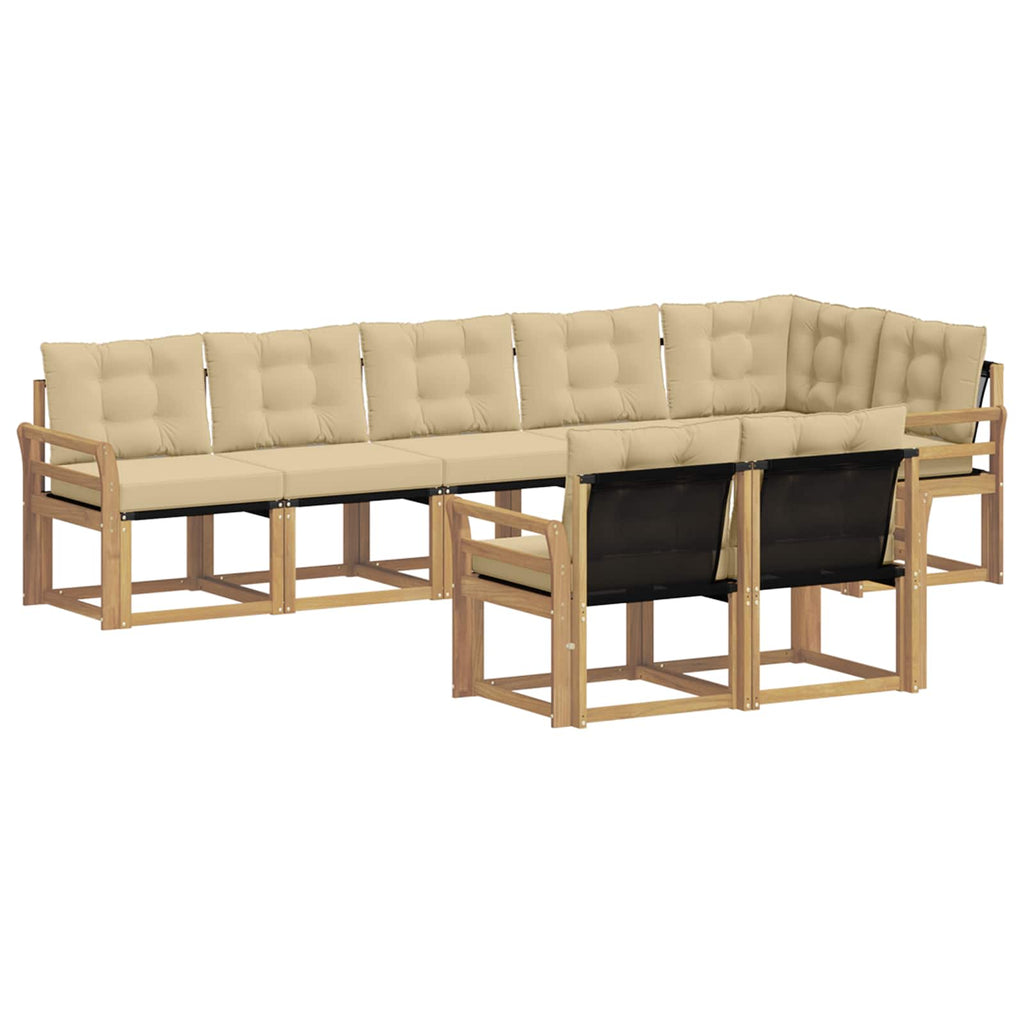 vidaXL Zestaw sof na zewnątrz z poduszką 8 pcs Biały i Beżowy