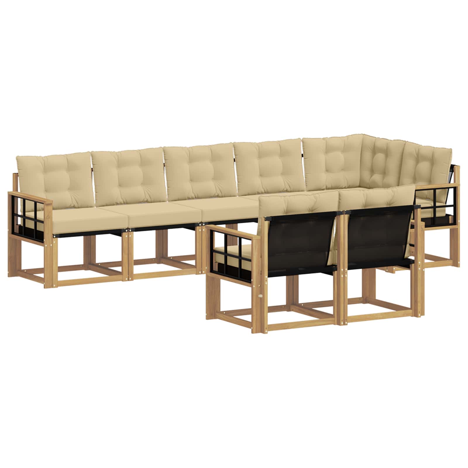 vidaXL Zestaw sof na zewnątrz z poduszką 8 pcs Biały i Beżowy