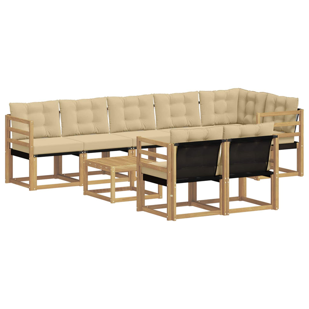 vidaXL Zestaw sof na zewnątrz z poduszką 9 pcs Biały i Beżowy