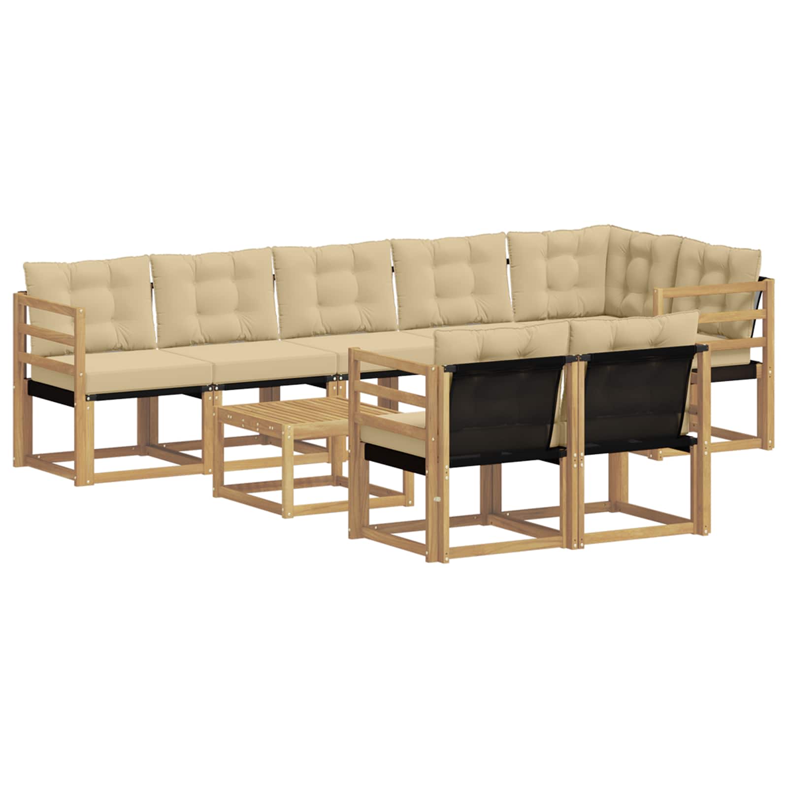 vidaXL Zestaw sof na zewnątrz z poduszką 9 pcs Biały i Beżowy