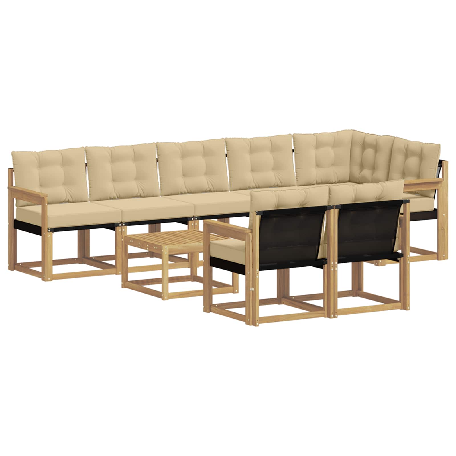 vidaXL Zestaw sof na zewnątrz z poduszką 9 pcs Biały i Beżowy