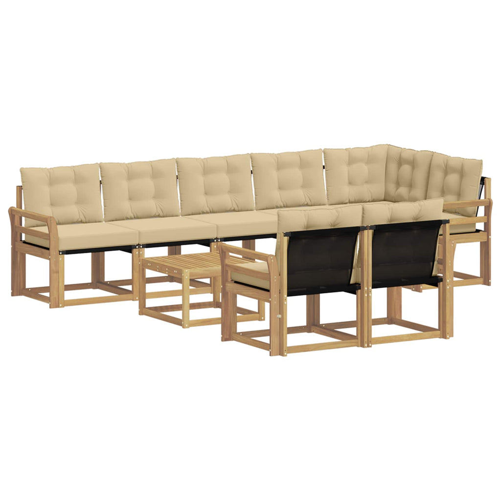 vidaXL Zestaw sof na zewnątrz z poduszką 9 pcs Biały i Beżowy