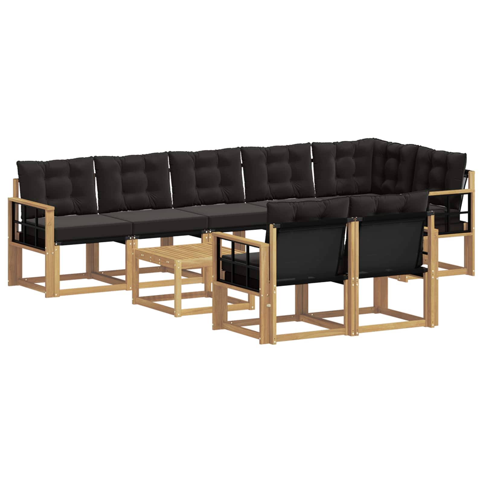 vidaXL Zestaw sof na zewnątrz z poduszką 9 pcs biały i czarny