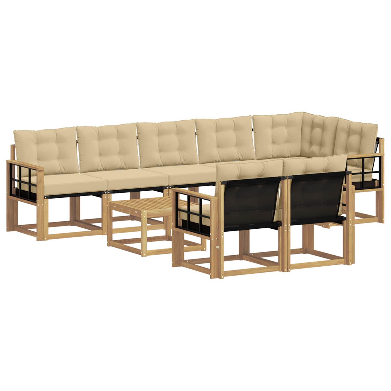 vidaXL Zestaw sof na zewnątrz z poduszką 9 pcs Biały i Beżowy