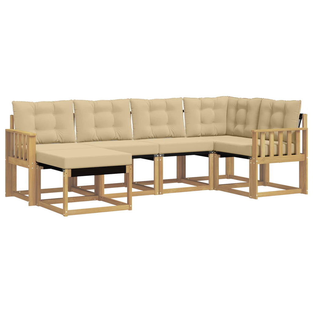 vidaXL Zestaw sof na zewnątrz z poduszką 6 pcs Biały i Beżowy