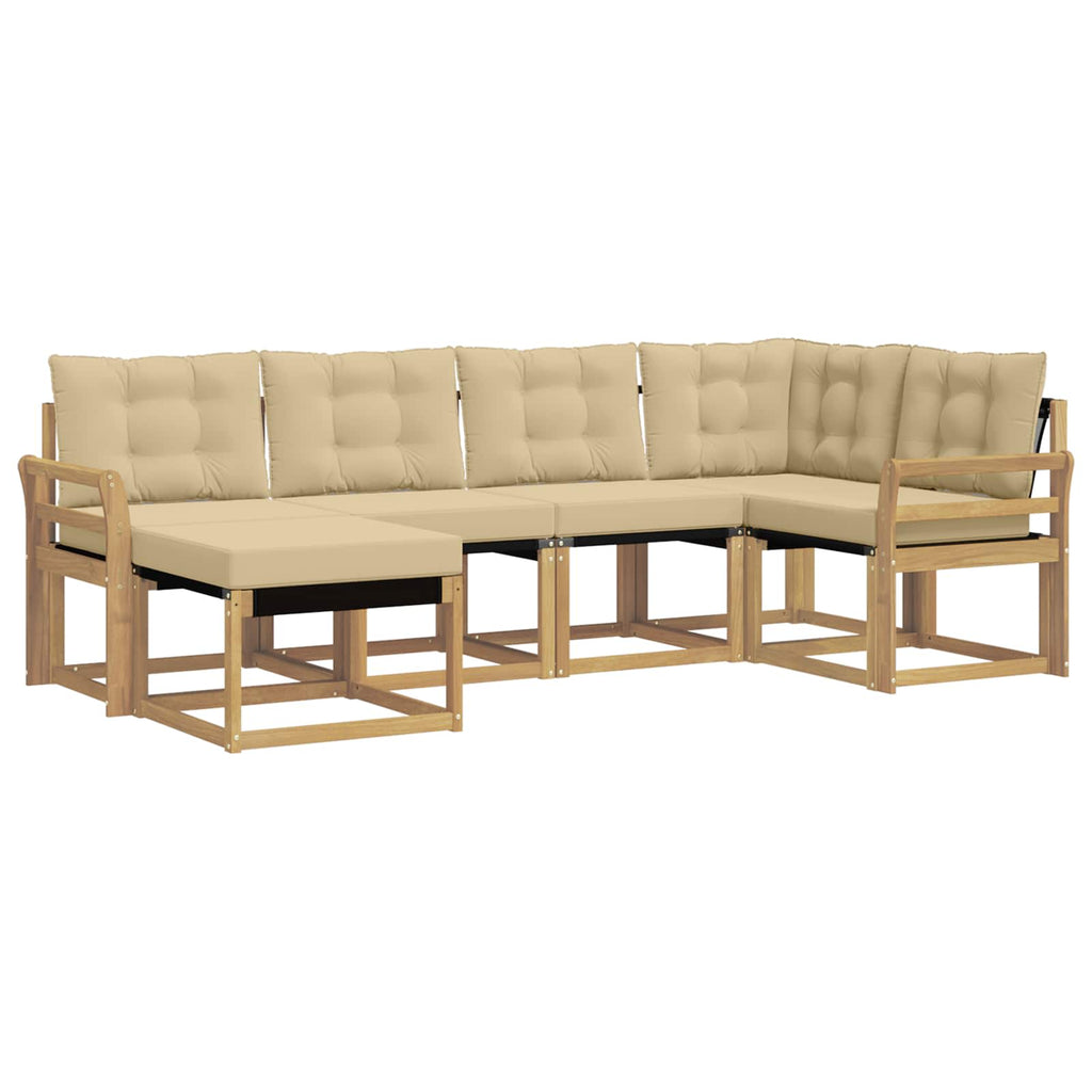 vidaXL Zestaw sof na zewnątrz z poduszką 6 pcs Biały i Beżowy