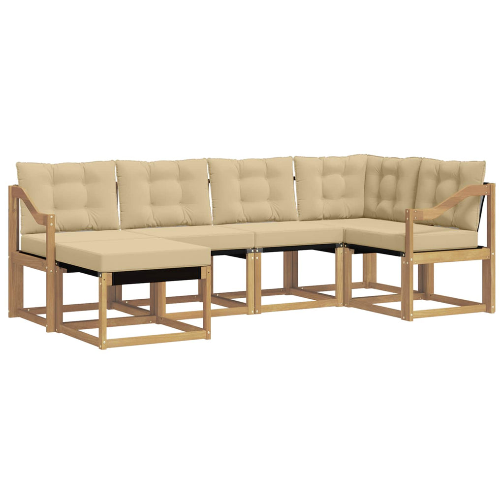 vidaXL Zestaw sof na zewnątrz z poduszką 6 pcs Biały i Beżowy