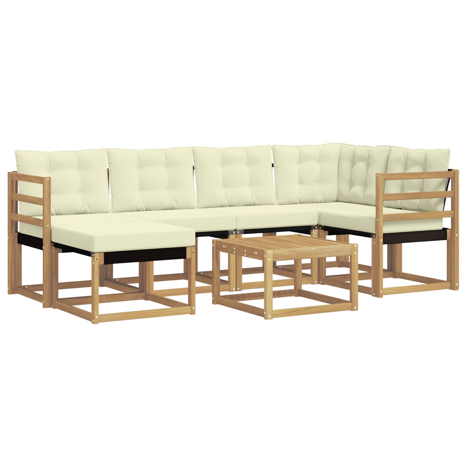vidaXL Zestaw sof na zewnątrz z poduszką 7 pcs Biały i kremowy