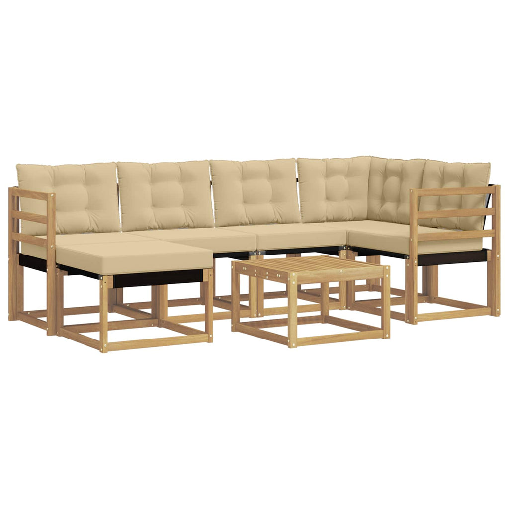 vidaXL Zestaw sof na zewnątrz z poduszką 7 pcs Biały i Beżowy