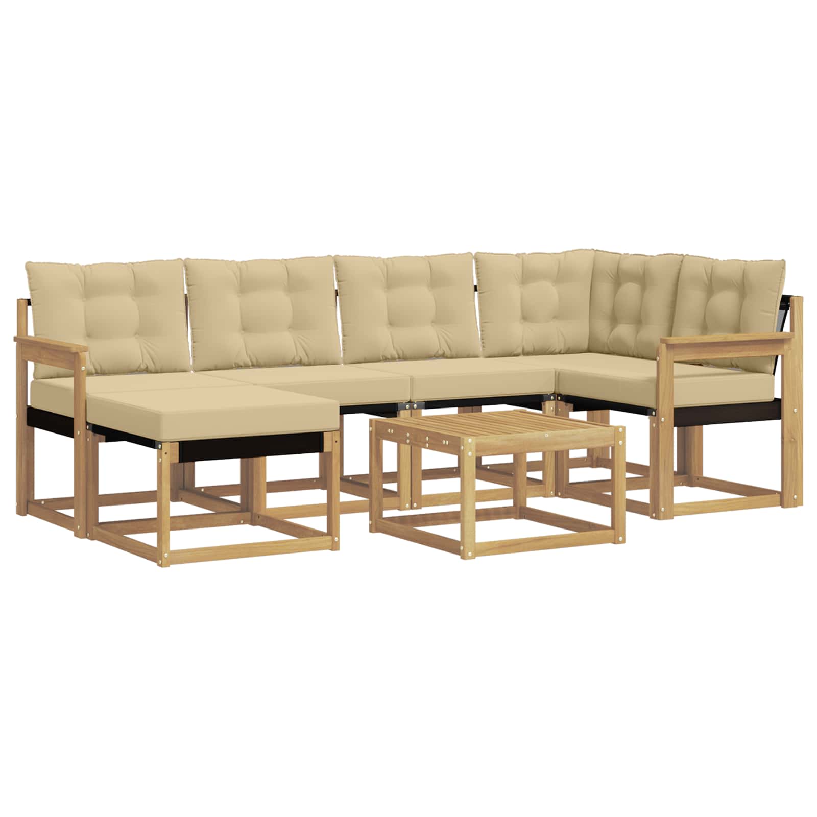 vidaXL Zestaw sof na zewnątrz z poduszką 7 pcs Biały i Beżowy