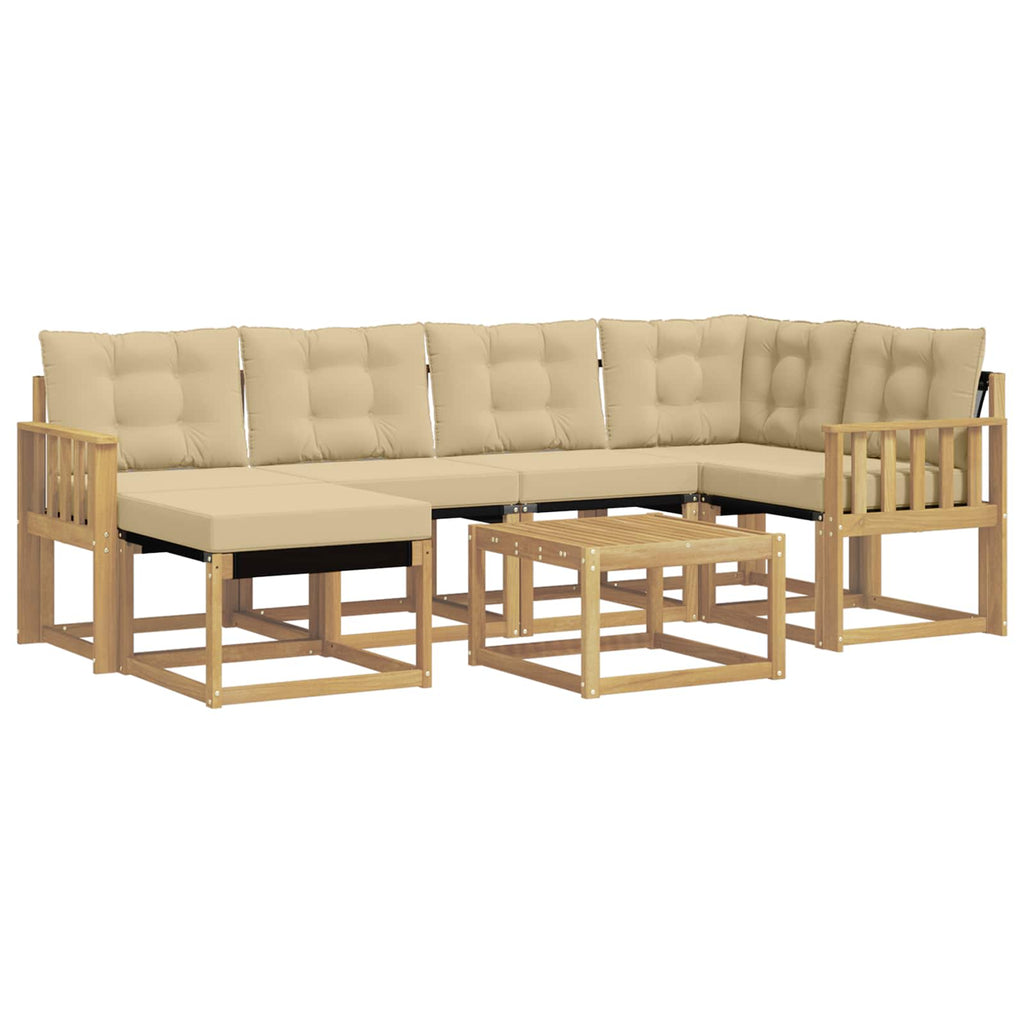 vidaXL Zestaw sof na zewnątrz z poduszką 7 pcs Biały i Beżowy