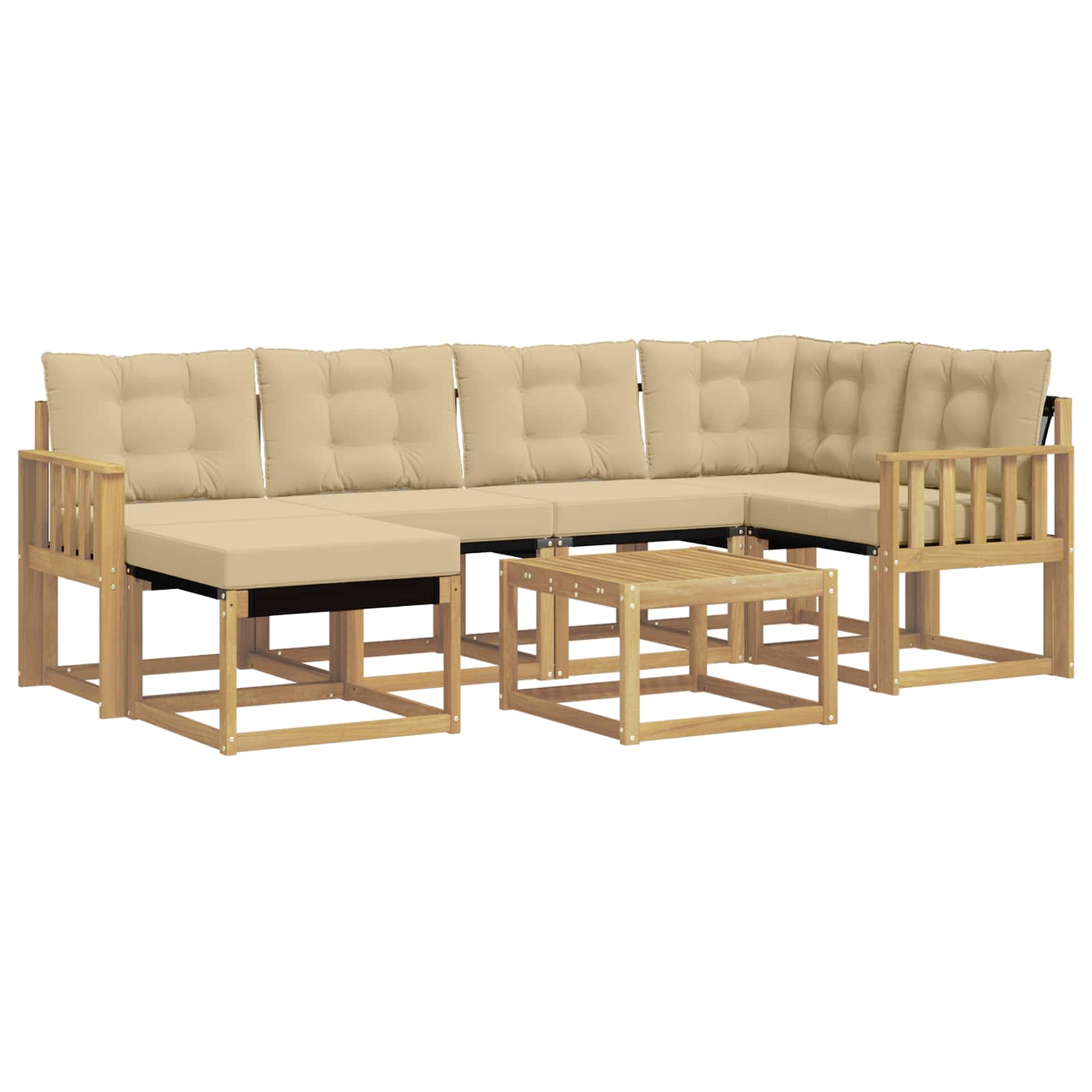 vidaXL Zestaw sof na zewnątrz z poduszką 7 pcs Biały i Beżowy