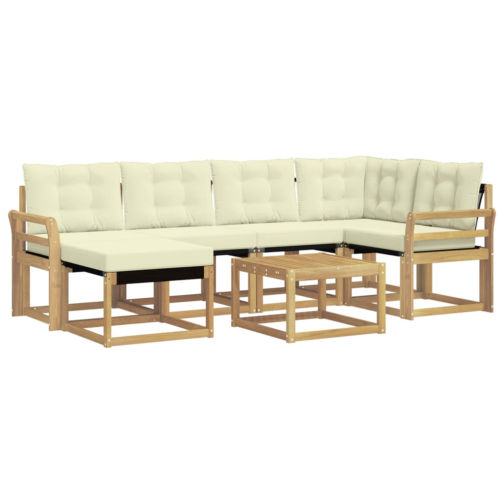 vidaXL Zestaw sof na zewnątrz z poduszką 7 pcs Biały i kremowy