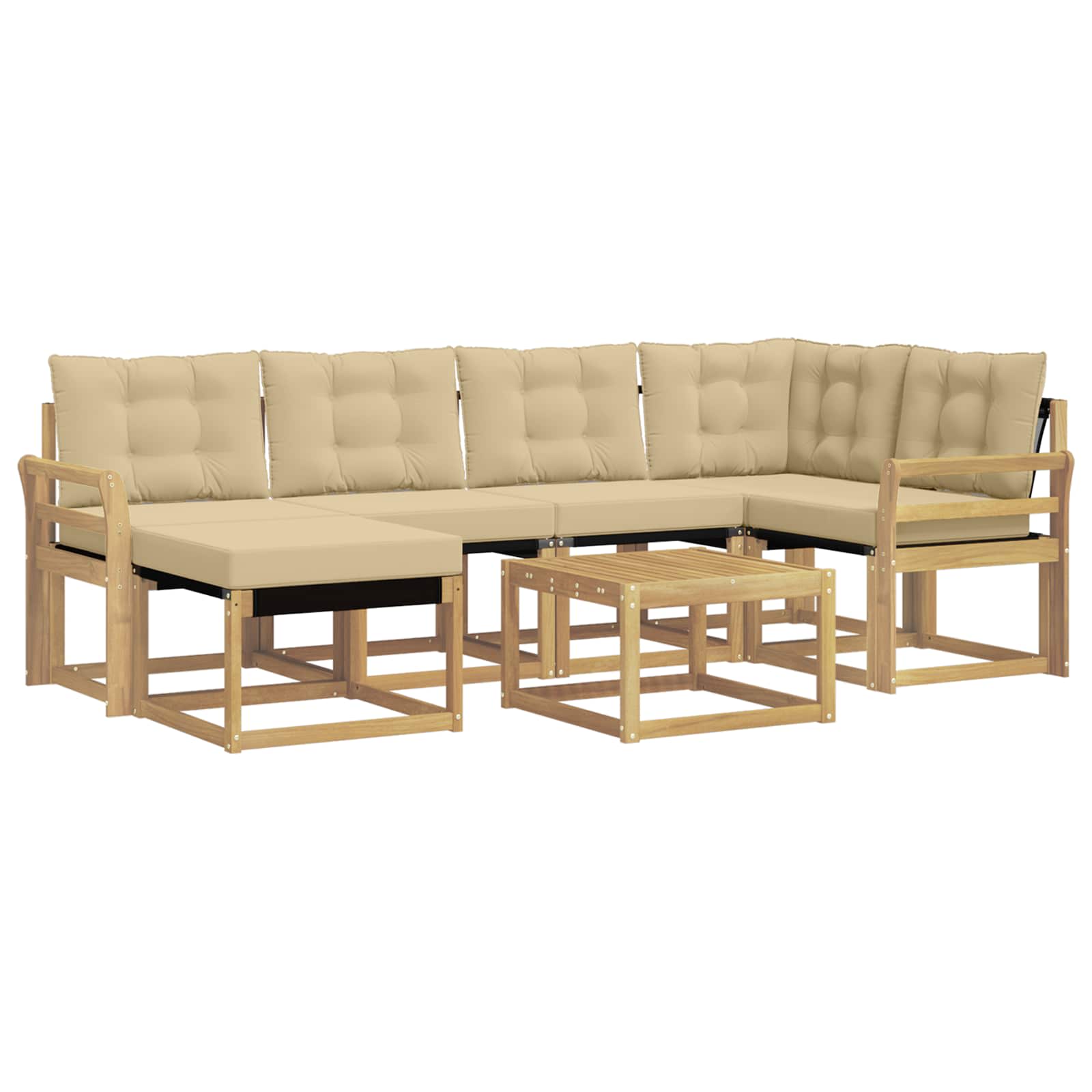 vidaXL Zestaw sof na zewnątrz z poduszką 7 pcs Biały i Beżowy