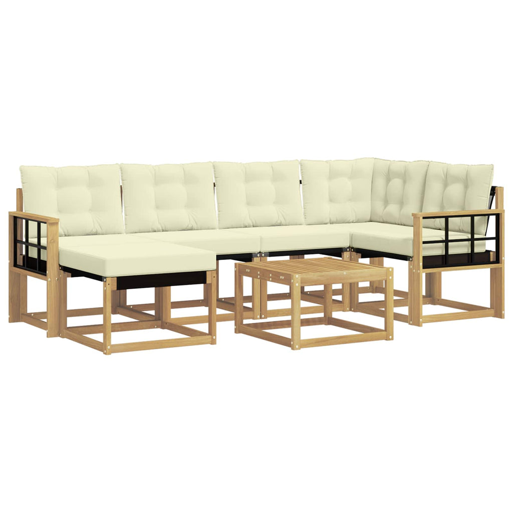 vidaXL Zestaw sof na zewnątrz z poduszką 7 pcs Biały i kremowy