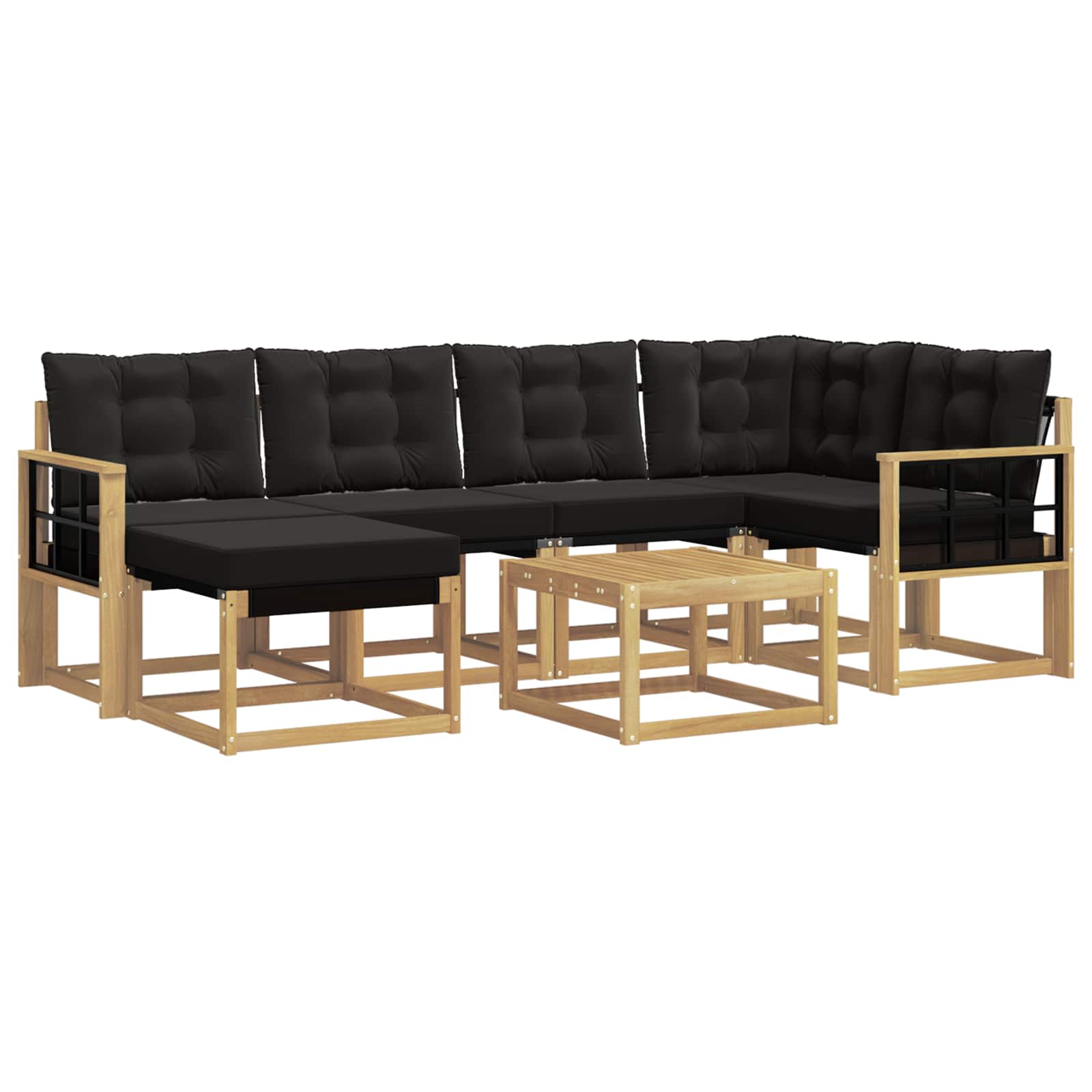 vidaXL Zestaw sof na zewnątrz z poduszką 7 pcs biały i czarny