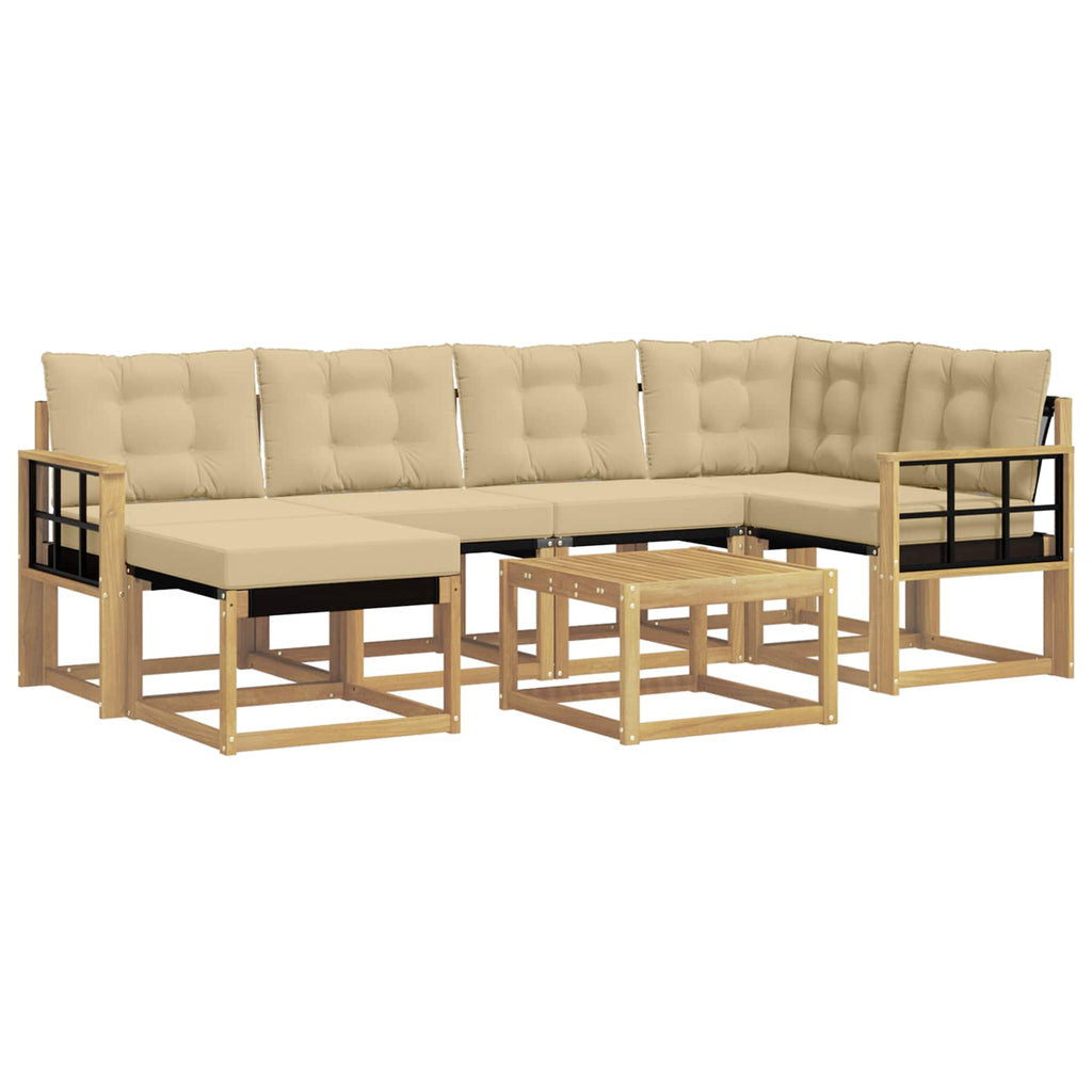 vidaXL Zestaw sof na zewnątrz z poduszką 7 pcs Biały i Beżowy