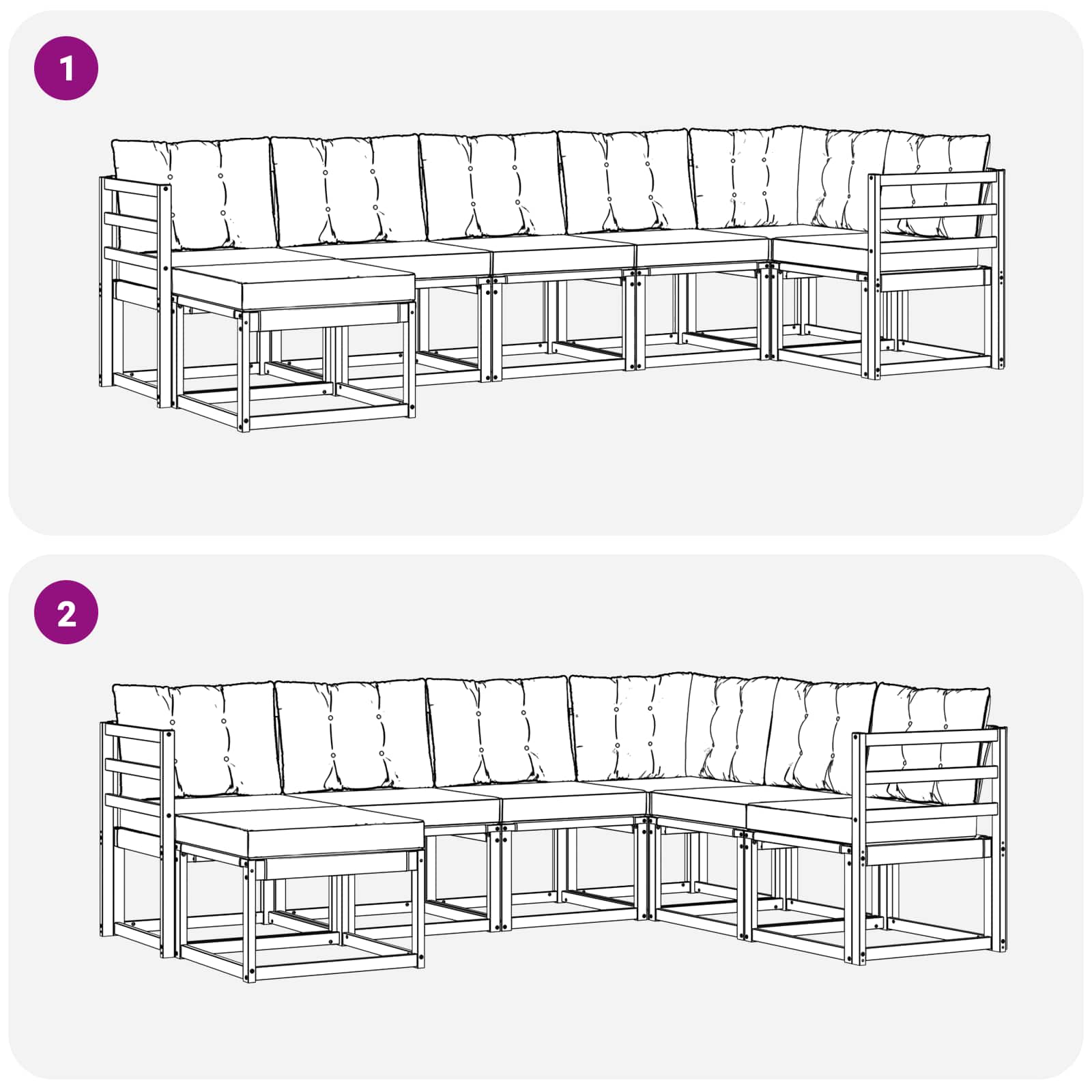 vidaXL Zestaw sof na zewnątrz z poduszką 7 pcs Biały i kremowy