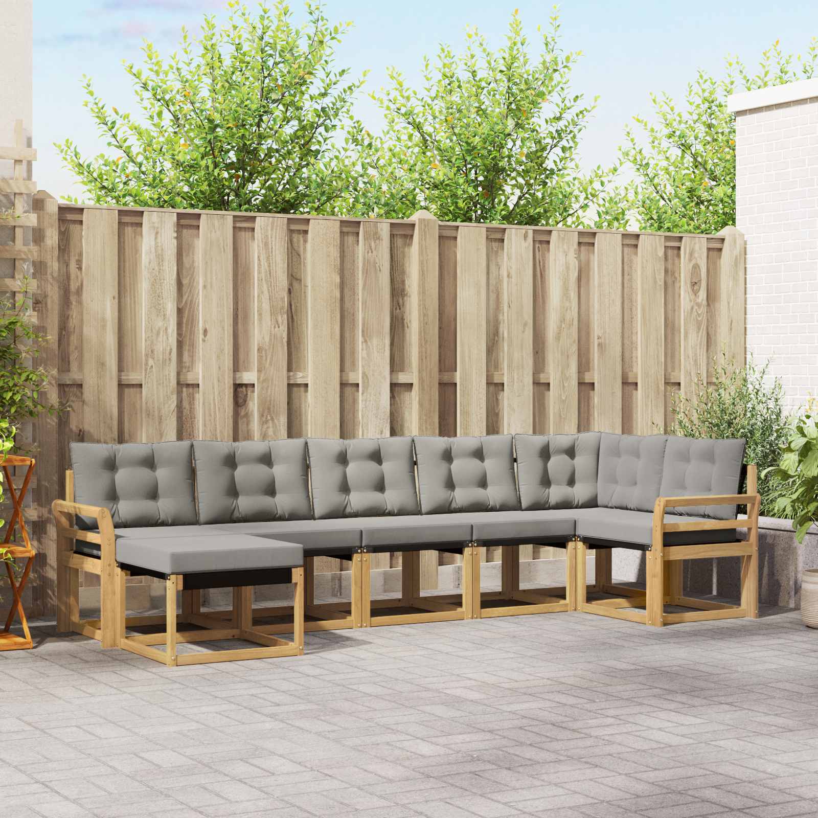 vidaXL Zestaw sof na zewnątrz z poduszką 7 pcs Biały i jasnoszary