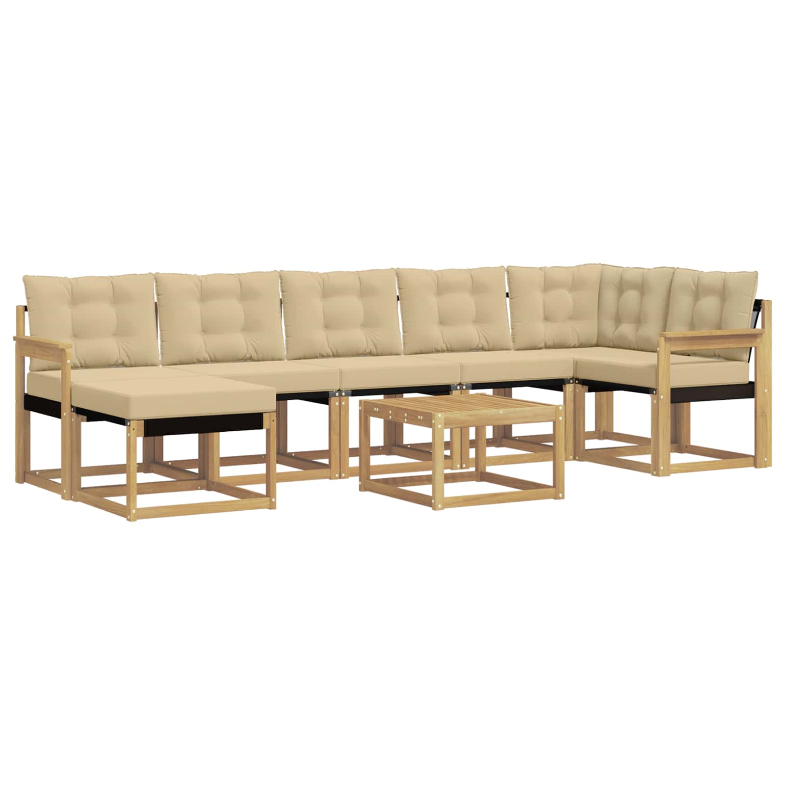 vidaXL Zestaw sof na zewnątrz z poduszką 8 pcs Biały i Beżowy