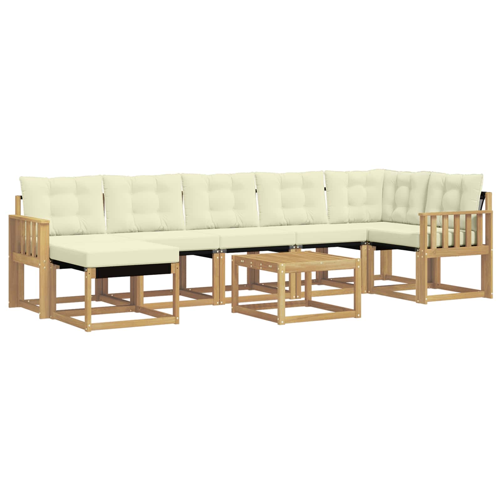 vidaXL Zestaw sof na zewnątrz z poduszką 8 pcs Biały i kremowy