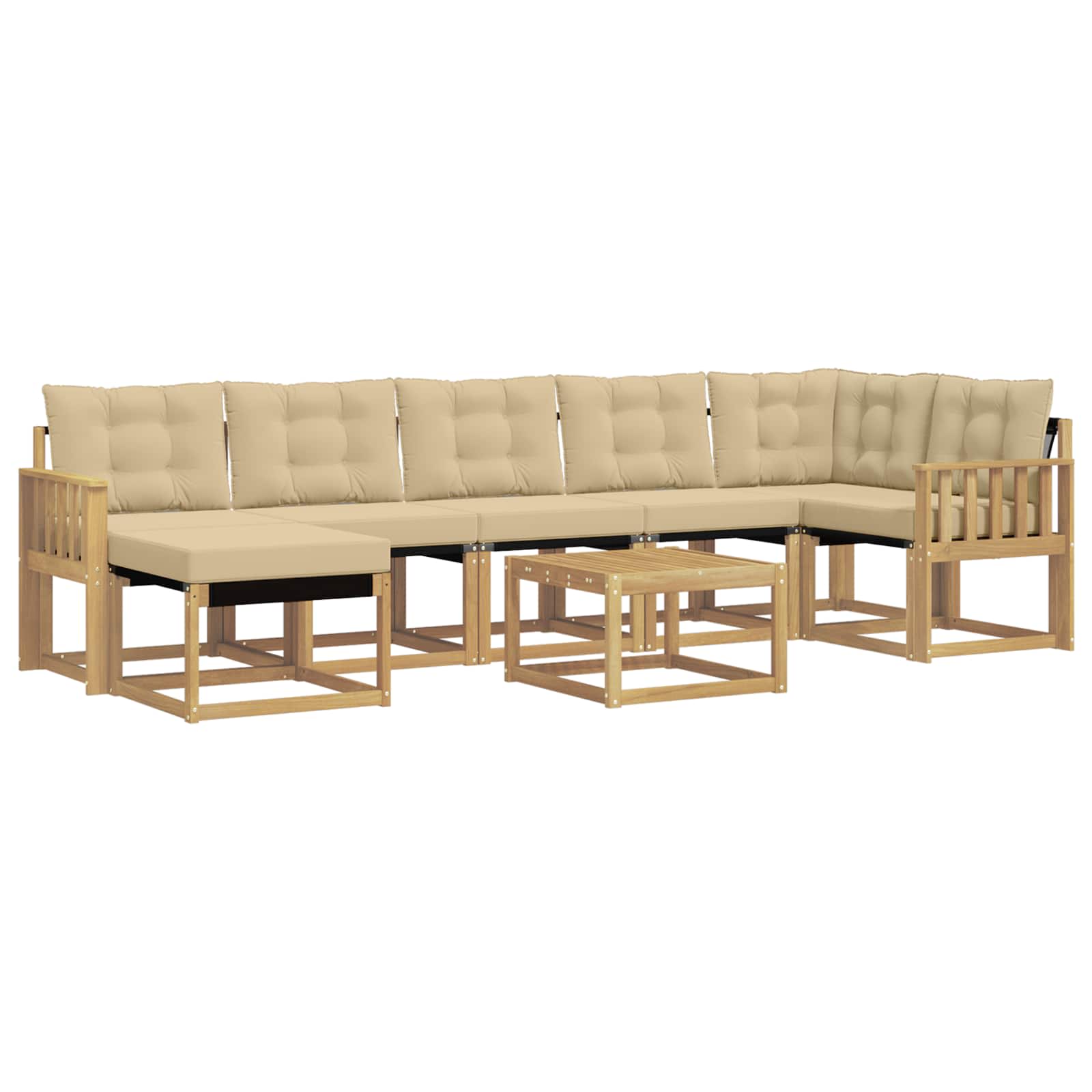 vidaXL Zestaw sof na zewnątrz z poduszką 8 pcs Biały i Beżowy