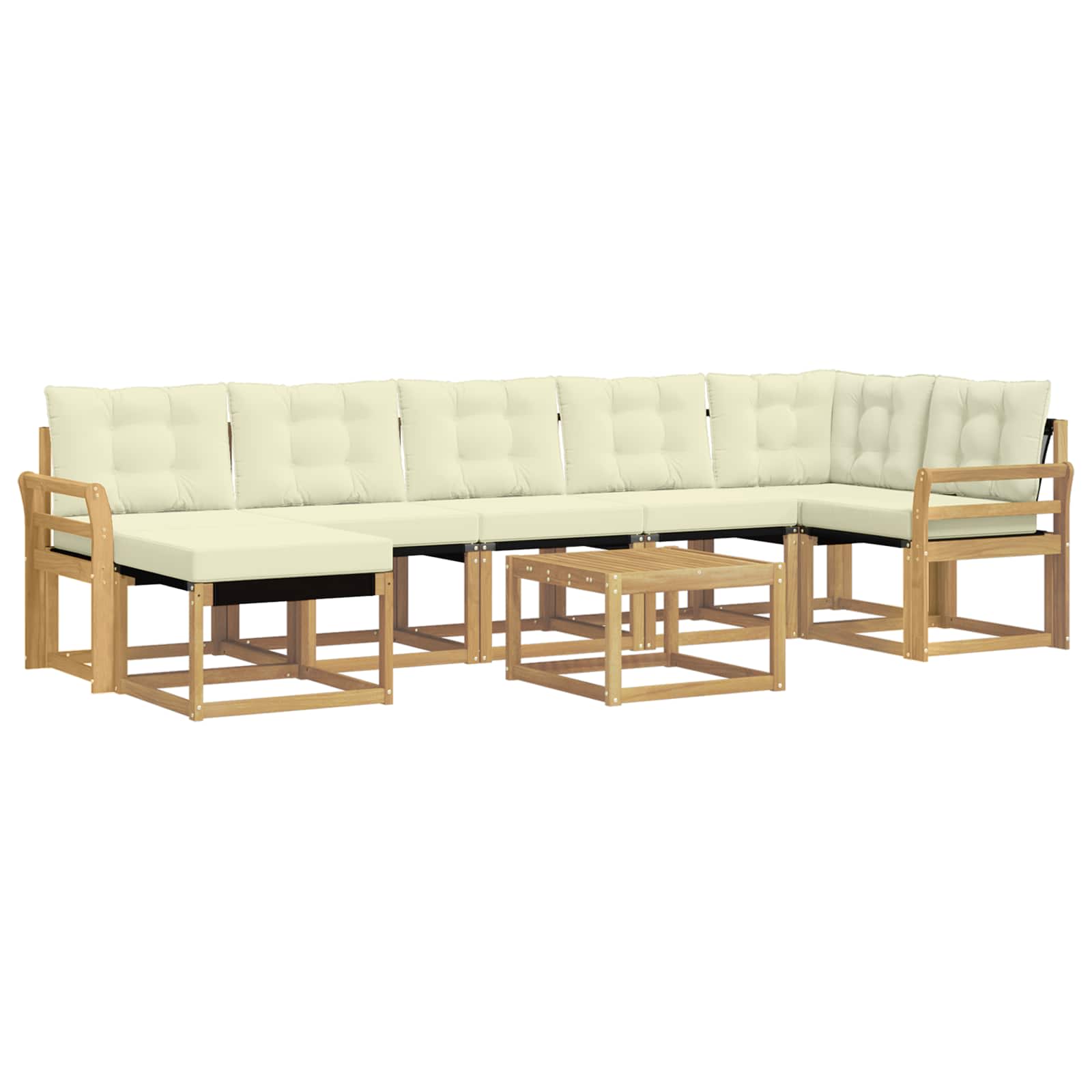 vidaXL Zestaw sof na zewnątrz z poduszką 8 pcs Biały i kremowy