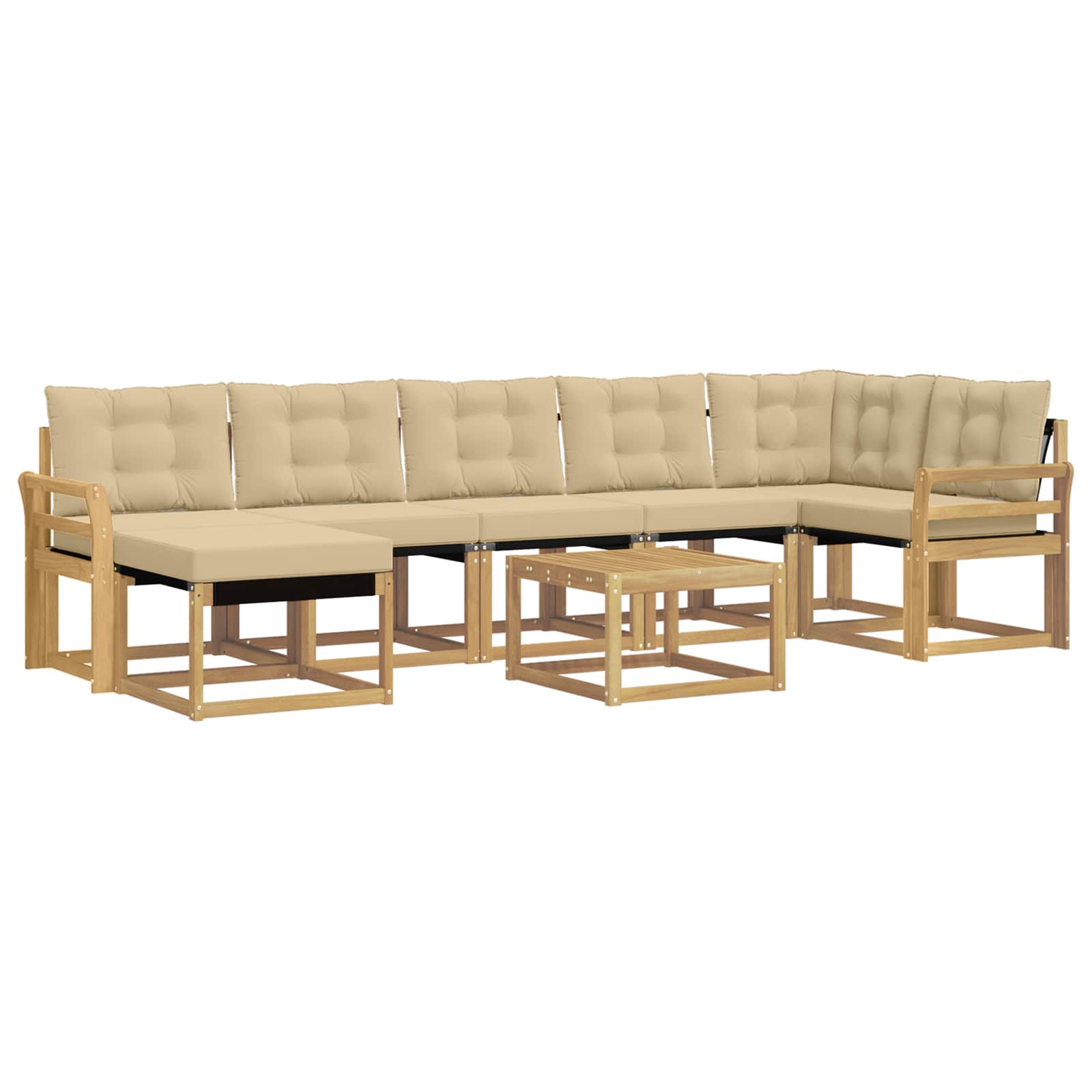 vidaXL Zestaw sof na zewnątrz z poduszką 8 pcs Biały i Beżowy