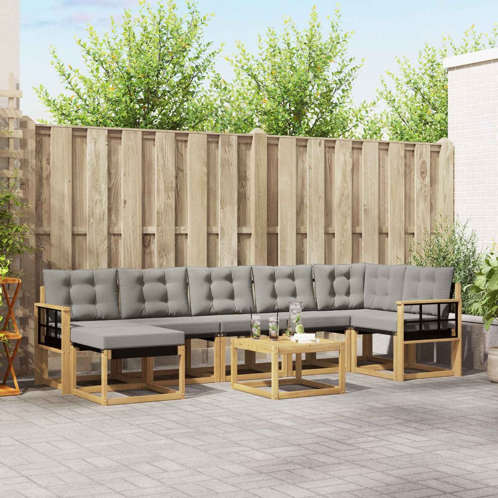 vidaXL Zestaw sof na zewnątrz z poduszką 8 pcs Biały i jasnoszary