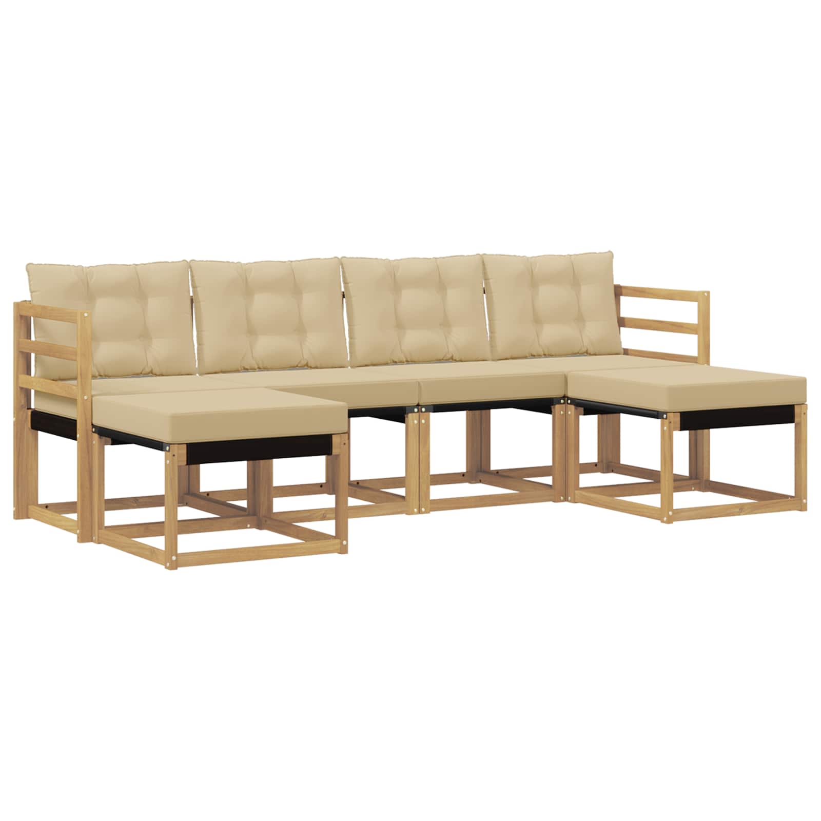vidaXL Zestaw sof na zewnątrz z poduszką 6 pcs Biały i Beżowy