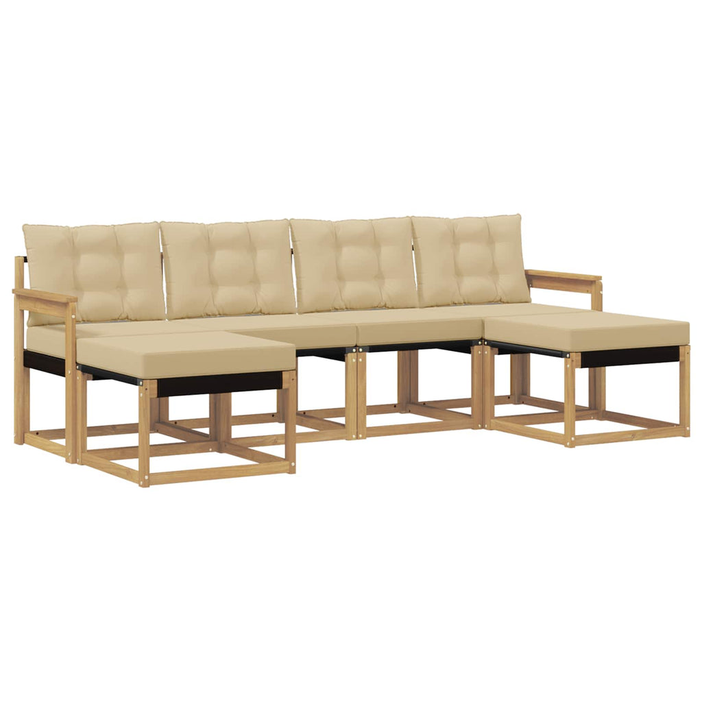 vidaXL Zestaw sof na zewnątrz z poduszką 6 pcs Biały i Beżowy