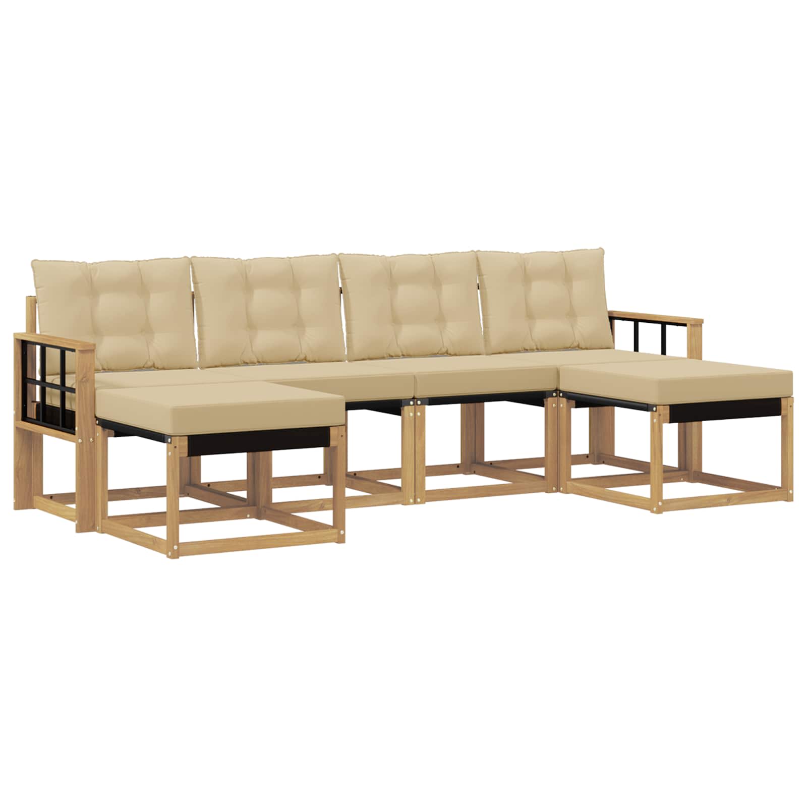 vidaXL Zestaw sof na zewnątrz z poduszką 6 pcs Biały i Beżowy