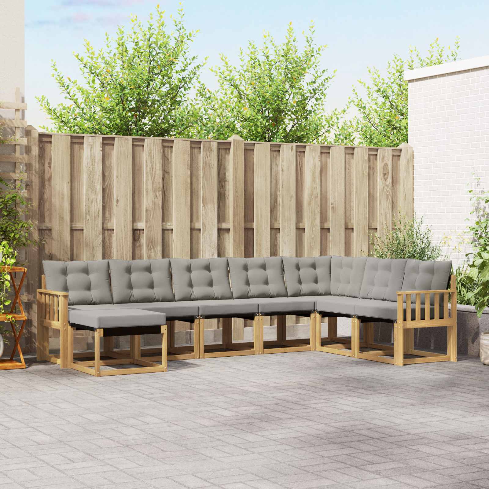 vidaXL Zestaw sof na zewnątrz z poduszką 8 pcs Biały i jasnoszary