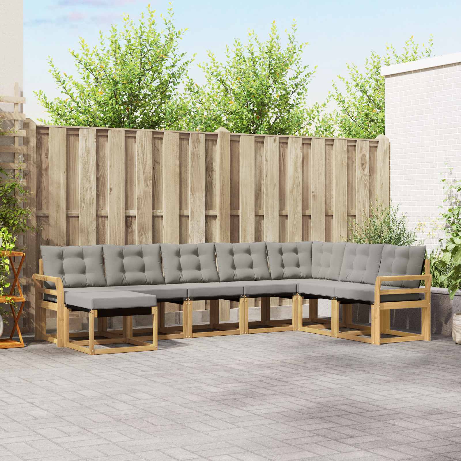 vidaXL Zestaw sof na zewnątrz z poduszką 8 pcs Biały i jasnoszary