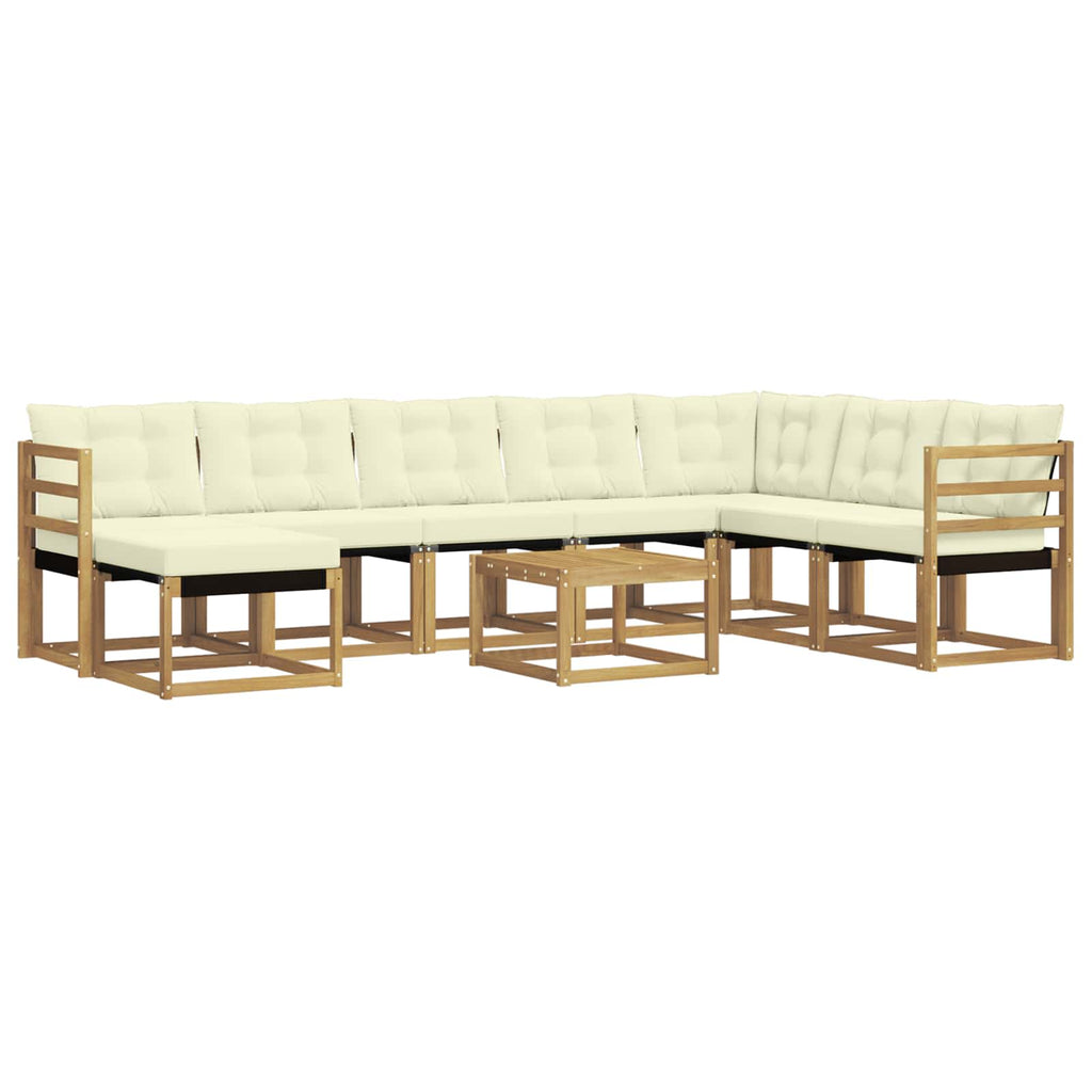 vidaXL Zestaw sof na zewnątrz z poduszką 9 pcs Biały i kremowy