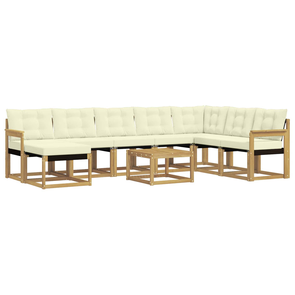 vidaXL Zestaw sof na zewnątrz z poduszką 9 pcs Biały i kremowy