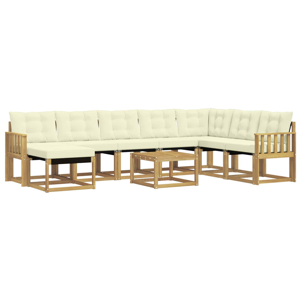 vidaXL Zestaw sof na zewnątrz z poduszką 9 pcs Biały i kremowy